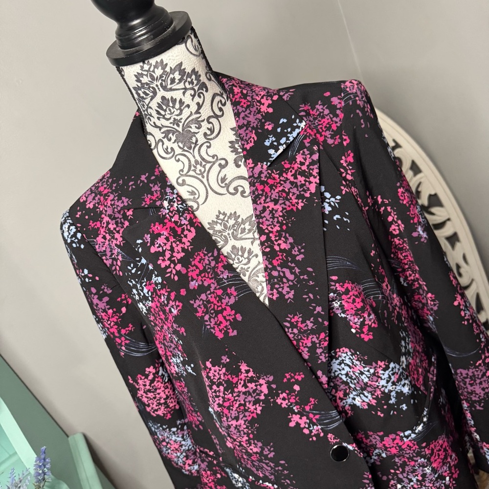 Lane Bryant The Bryant Boho Floral Crepe Blazer Suit Jacket Size 14P NWT - Picture 3 of 14